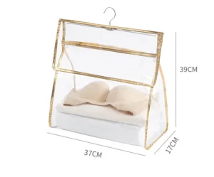 Túi Treo Đồ Nhà Tắm PVC Chống Nước 2 Ngăn 39 x 37 x 17 cm Viền Vàng