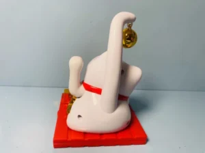 Tượng Mèo Vẫy Tay Đuôi Dài Có Chuông 10 × 7 × 6,8 cm, Pin Mặt Trời, Nhựa Trắng