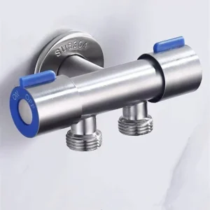 Van Chia Nước 1 Vào 2 Ra Inox 304 Lõi Đồng, 2 Tay Vặn Riêng