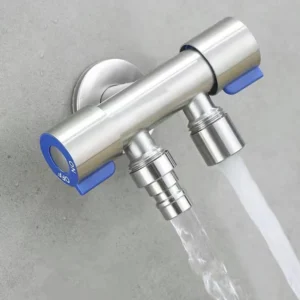 Van Chia Nước 1 Vào 2 Ra Inox 304 Lõi Đồng, 2 Tay Vặn Riêng