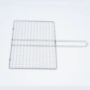 Vỉ Kẹp Nướng Thịt Inox 35 × 20 cm Có Tay Cầm
