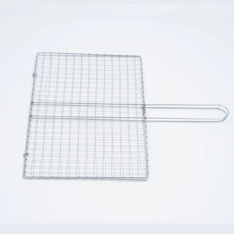Vỉ Kẹp Nướng Thịt Inox 35 × 20 cm Có Tay Cầm