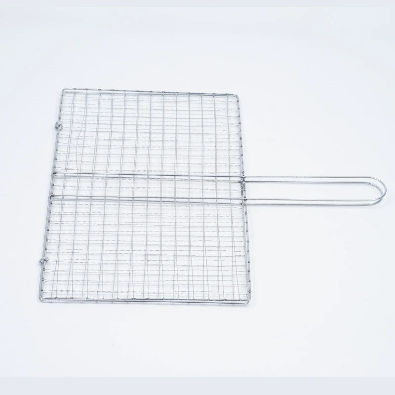 Vỉ Kẹp Nướng Thịt Inox 35 × 20 cm Có Tay Cầm