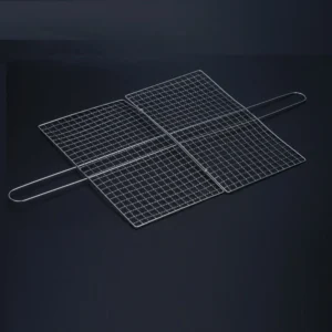 Vỉ Kẹp Nướng Thịt Inox 35 × 20 cm Có Tay Cầm