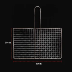 Vỉ Kẹp Nướng Thịt Inox 35 × 20 cm Có Tay Cầm
